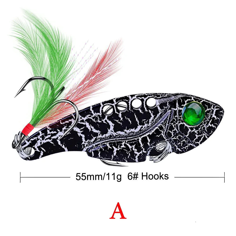 Cuillère ondulante métallique 55mm 11g – Leurre dur VIB – Brochet, Perche, Sandre – 8 couleurs