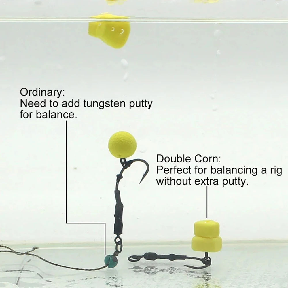 Faux maïs double artificiel pour pêche – 10 pièces – Appât équilibrant pop-up
