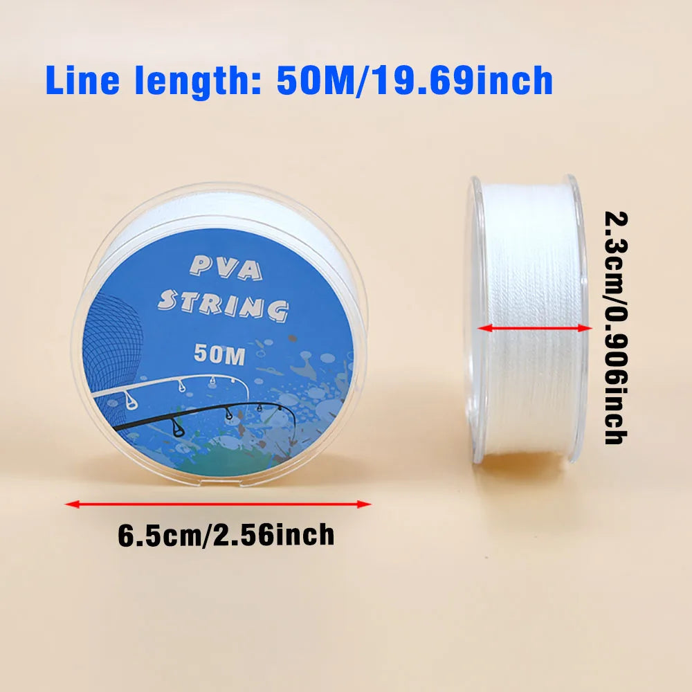 Filet PVA soluble 50m – Corde tressée pour pêche à la carpe