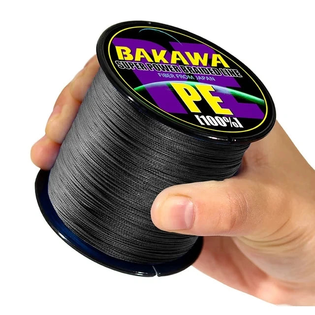 Tresse de pêche 4 brins Bakawa 1000m – Multifilament PE – Résistance à l'abrasion – 3 couleurs