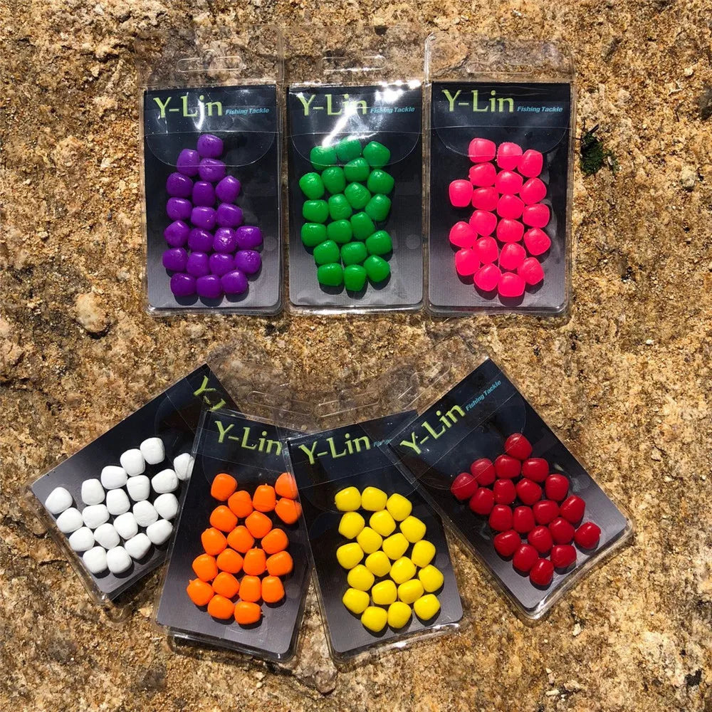 Maïs artificiel coloré pour la pêche – Sachet de 20 pièces – 7 couleurs