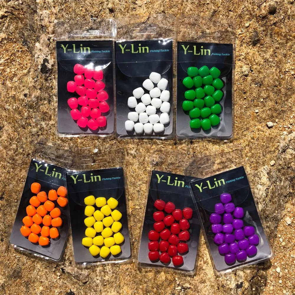 Maïs artificiel coloré pour la pêche – Sachet de 20 pièces – 7 couleurs
