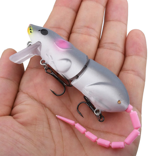 Leurre souris artificiel articulé 15.5cm – Swimbait topwater – Brochet, Bass, Perche