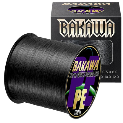 Tresse de pêche 4 brins Bakawa 1000m – Multifilament PE – Résistance à l'abrasion – 3 couleurs