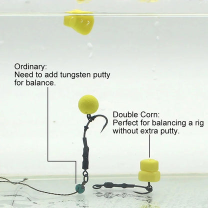 Faux maïs double artificiel pour pêche – 10 pièces – Appât équilibrant pop-up
