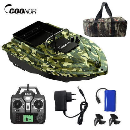 Bateau amorceur GPS camouflage – 16 points GPS – Retour auto – Double moteur – Charge 2kg – Pêche carpe