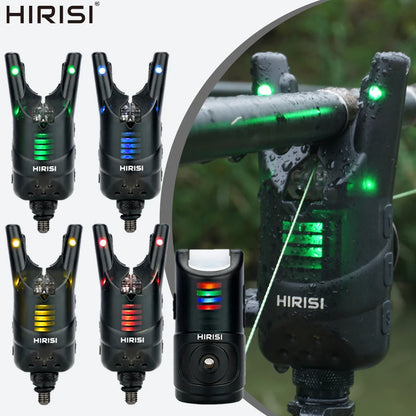 Set alarmes de touche sans fil Hirisi HRS1 – 3 ou 4 alarmes + récepteur – LED multicolores – 120m – Pêche carpe