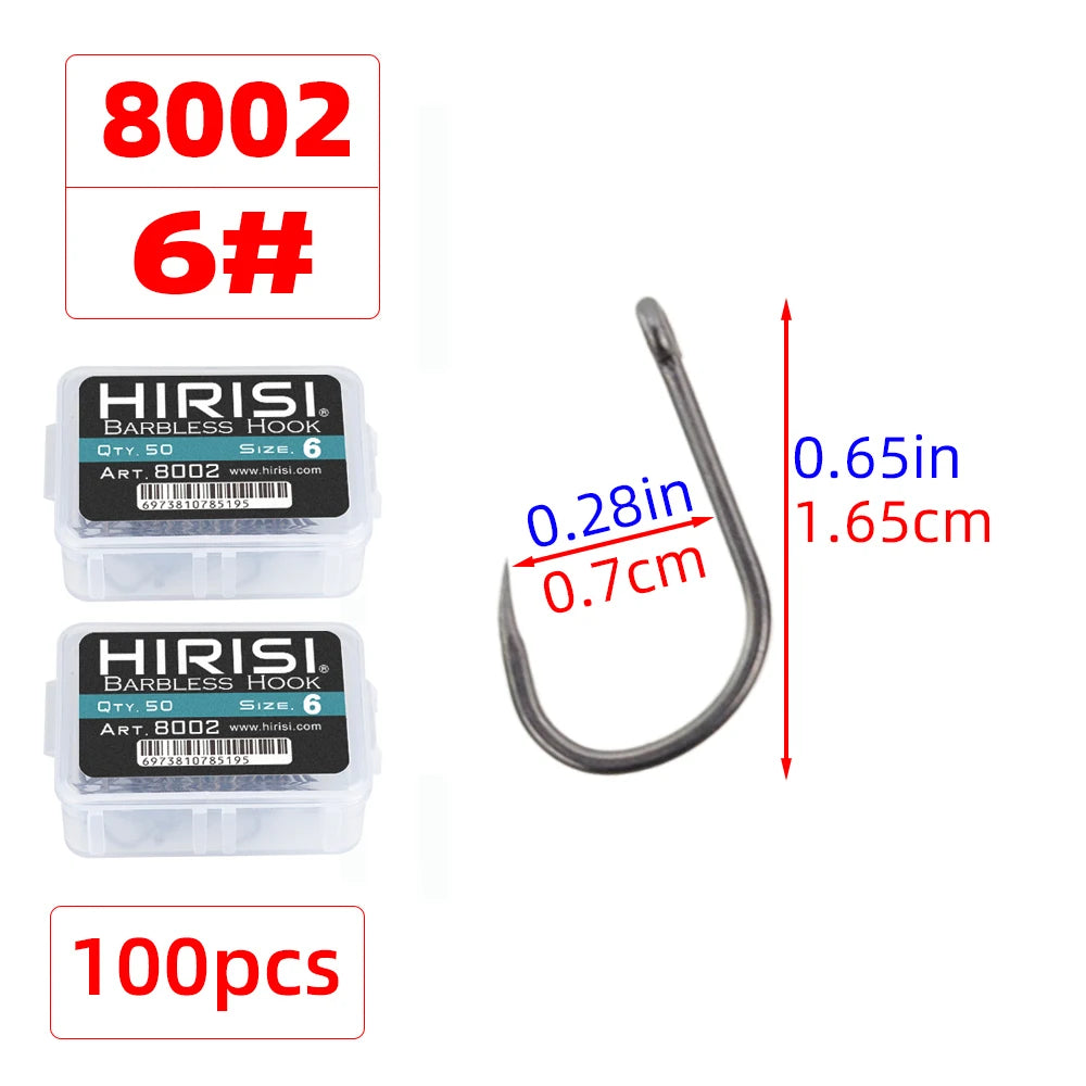 Hameçons sans ardillon Hirisi – Boîte de 50 ou 100 pièces – Tailles 2 à 10