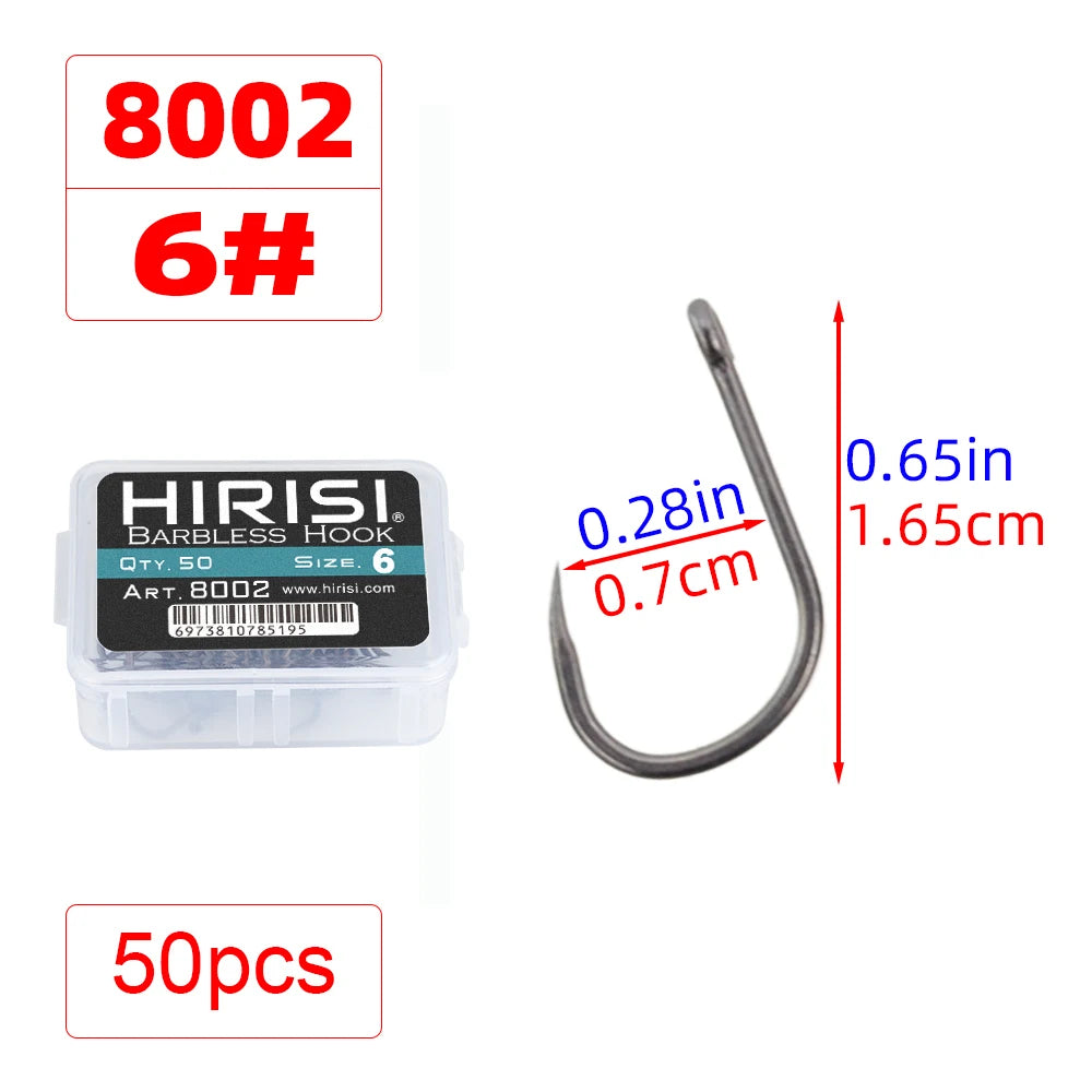 Hameçons sans ardillon Hirisi – Boîte de 50 ou 100 pièces – Tailles 2 à 10