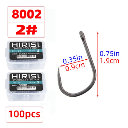 Hameçons sans ardillon Hirisi – Boîte de 50 ou 100 pièces – Tailles 2 à 10