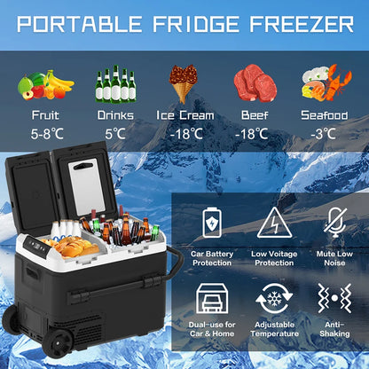 Réfrigérateur-congélateur portable 60L à compresseur – -20°C – 12V/24V/220V – Camping Pêche Voiture