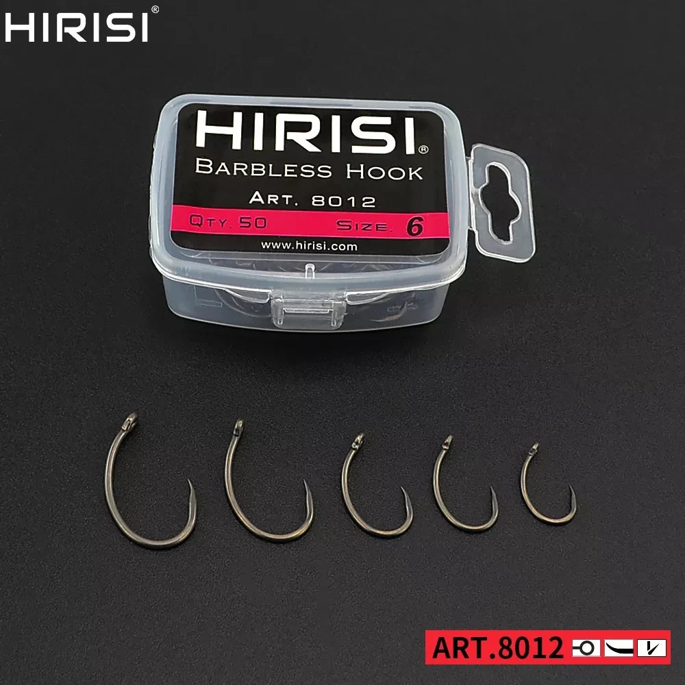Hameçons sans ardillon Hirisi – 50 pièces – Acier haute teneur en carbone – Tailles 2 à 10