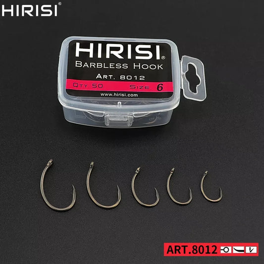 Hameçons sans ardillon Hirisi – 50 pièces – Acier haute teneur en carbone – Tailles 2 à 10
