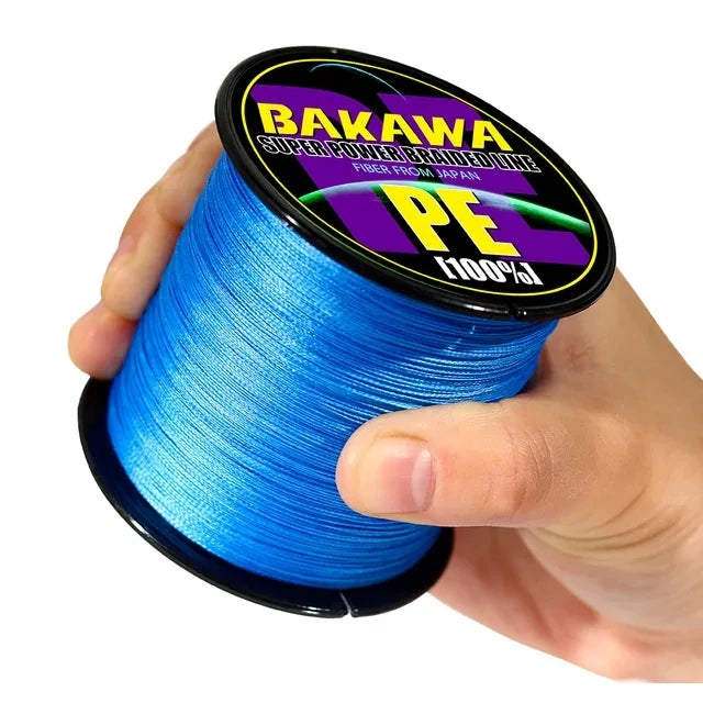 Tresse de pêche 4 brins Bakawa 1000m – Multifilament PE – Résistance à l'abrasion – 3 couleurs
