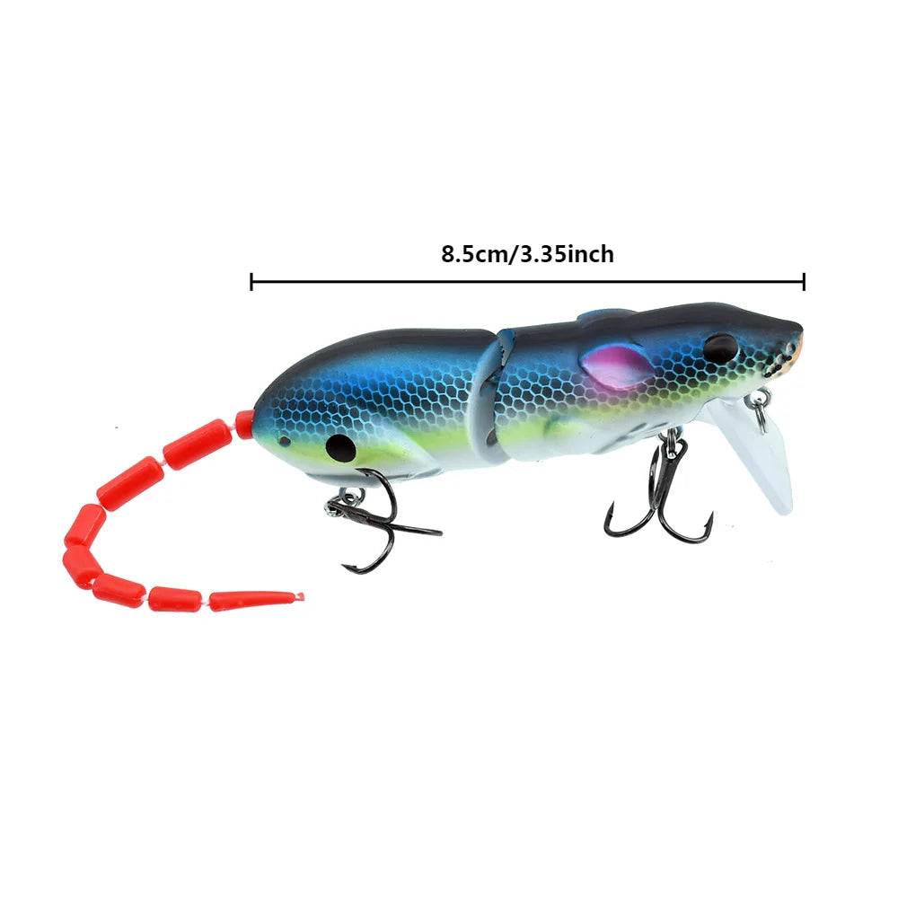 Leurre souris artificiel articulé 15.5cm – Swimbait topwater – Brochet, Bass, Perche
