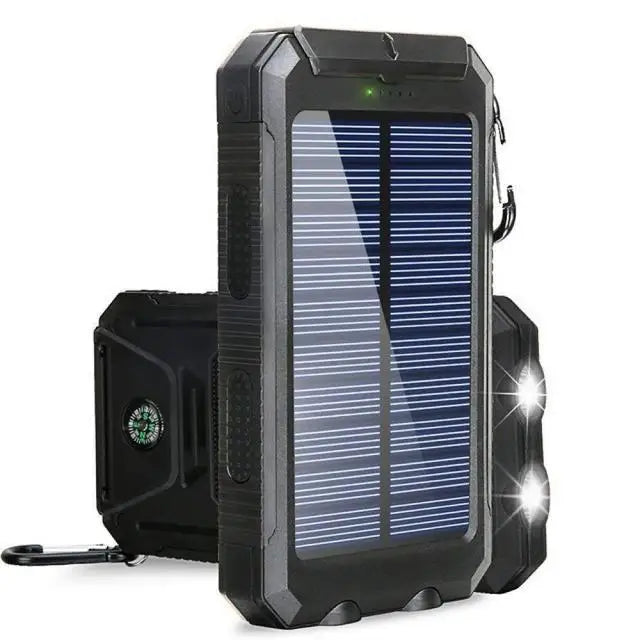 Batterie externe solaire 80000mAh – Lampe LED puissante – Boussole – Double USB – Charge rapide 20W
