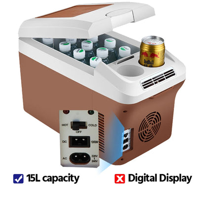 Glacière électrique portable 15L – Froid & Chaud – 12V/24V/220V – Voiture & Maison – Camping Pêche