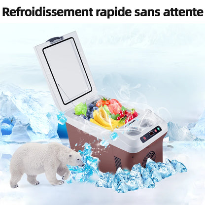 Glacière électrique portable 15L – Froid & Chaud – 12V/24V/220V – Voiture & Maison – Camping Pêche