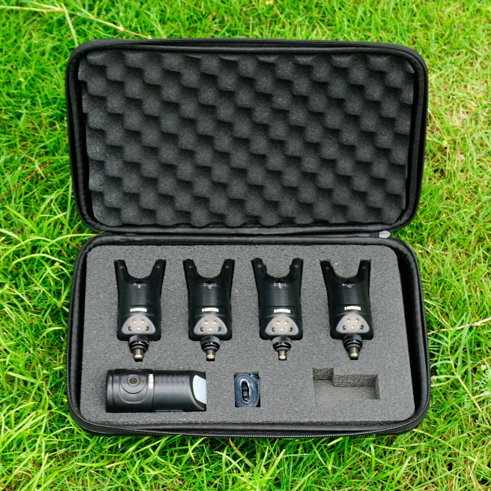 Set alarmes de touche sans fil Hirisi HRS1 – 3 ou 4 alarmes + récepteur – LED multicolores – 120m – Pêche carpe