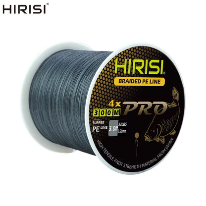 Tresse Hirisi 300m 4 brins PE – 15 à 50LB – Gris foncé – Flottante – Pêche carpe et spod