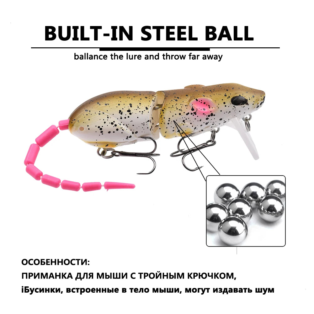 Leurre souris artificiel articulé 15.5cm – Swimbait topwater – Brochet, Bass, Perche