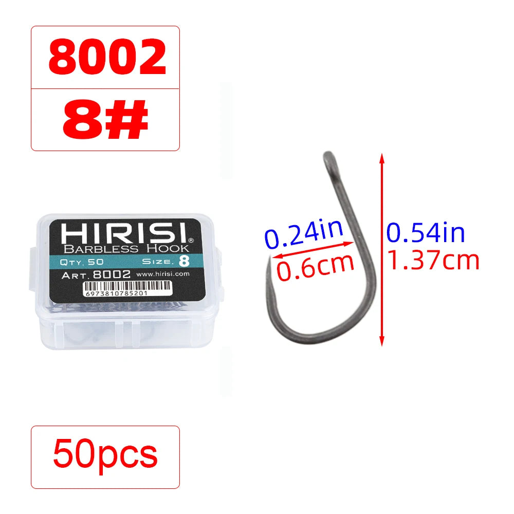 Hameçons sans ardillon Hirisi – Boîte de 50 ou 100 pièces – Tailles 2 à 10