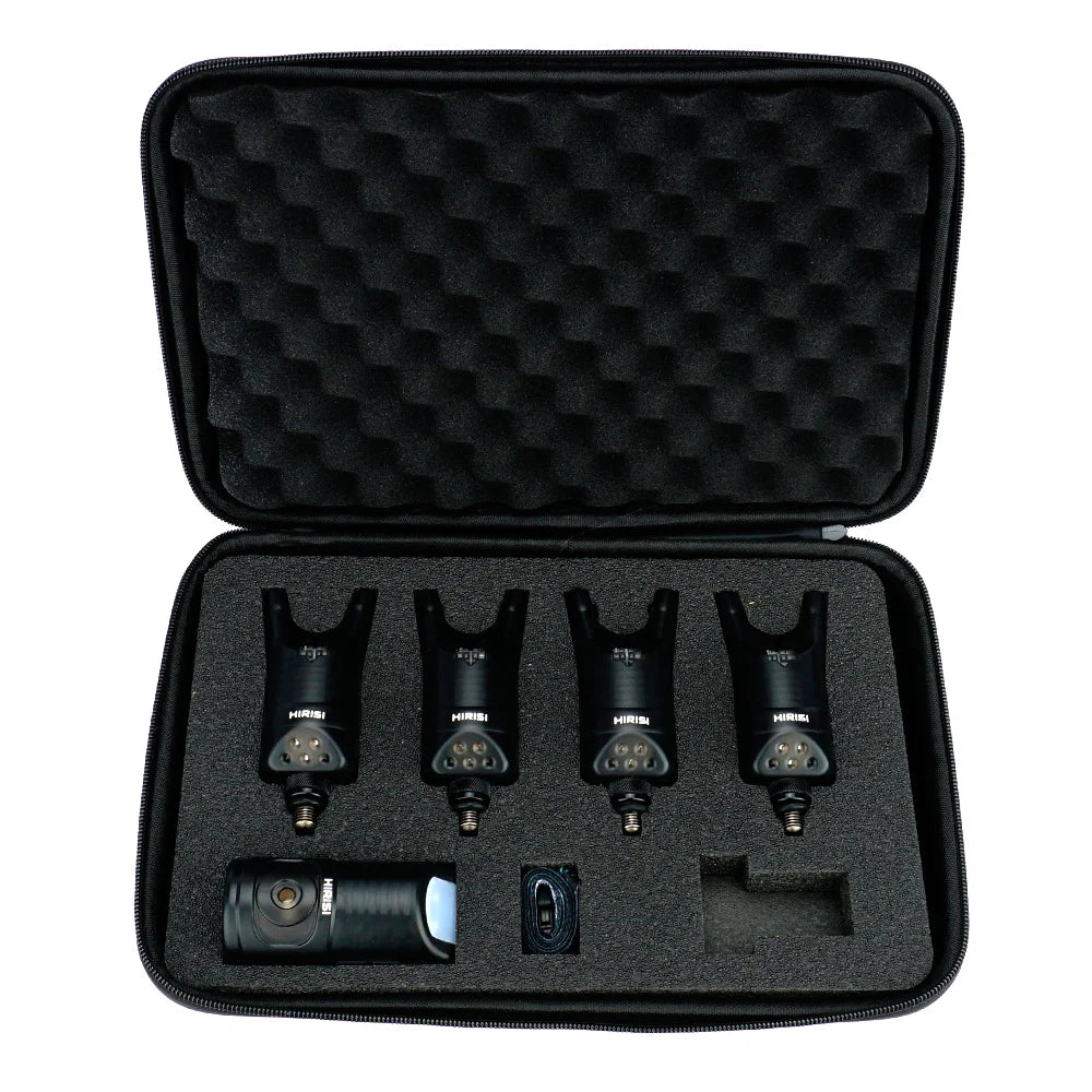 Set alarmes de touche sans fil Hirisi HRS1 – 3 ou 4 alarmes + récepteur – LED multicolores – 120m – Pêche carpe