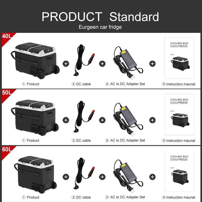 Réfrigérateur-congélateur portable 60L à compresseur – -20°C – 12V/24V/220V – Camping Pêche Voiture