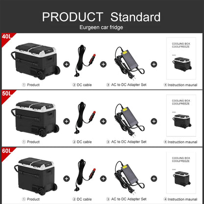 Réfrigérateur-congélateur portable 60L à compresseur – -20°C – 12V/24V/220V – Camping Pêche Voiture