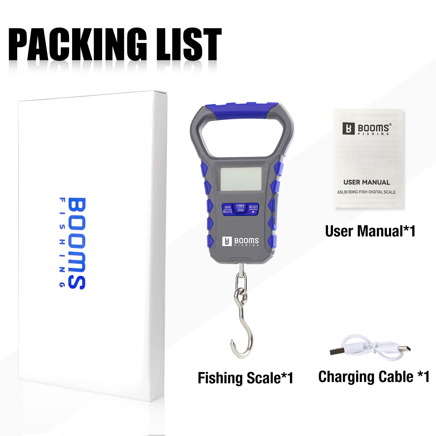 Balance pèse-poisson électronique Booms Fishing 30kg – Portable – Pêche, bagages, cuisine