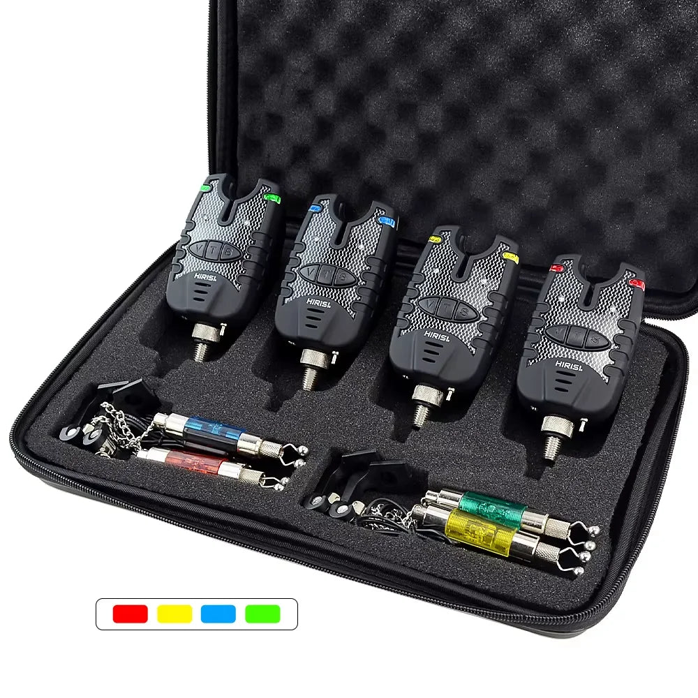 Set alarme de touche + swingers LED bleu Hirisi – Résistant eau – Réglable – Pêche carpe nuit