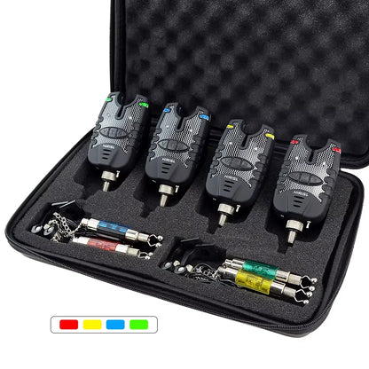 Set alarme de touche + swingers LED bleu Hirisi – Résistant eau – Réglable – Pêche carpe nuit