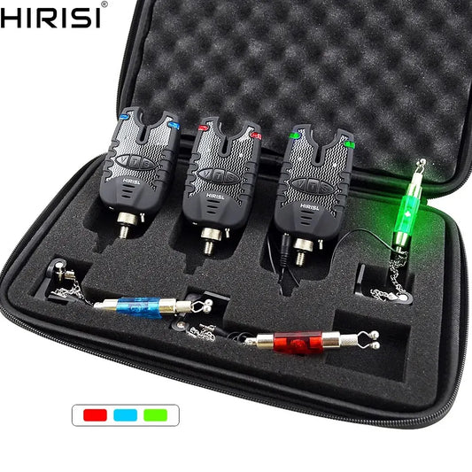Set alarme de touche + swingers LED bleu Hirisi – Résistant eau – Réglable – Pêche carpe nuit