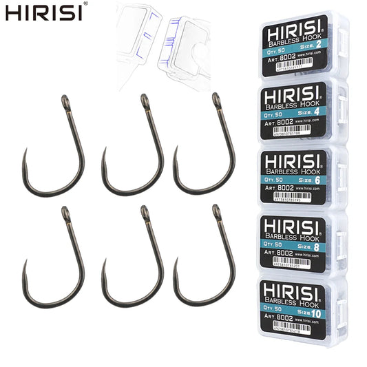 Hameçons sans ardillon Hirisi – Boîte de 50 ou 100 pièces – Tailles 2 à 10