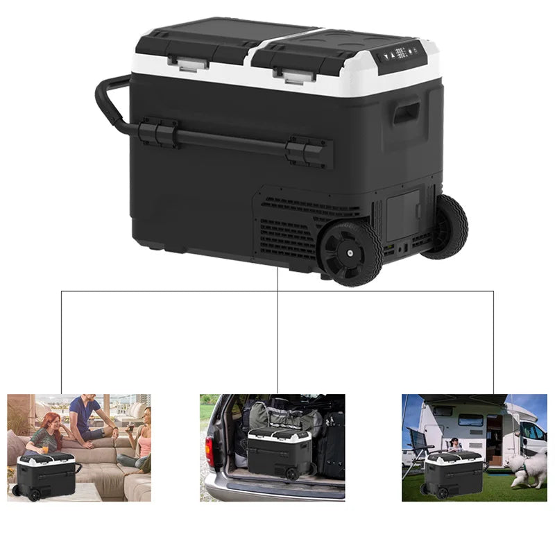 Réfrigérateur-congélateur portable 60L à compresseur – -20°C – 12V/24V/220V – Camping Pêche Voiture
