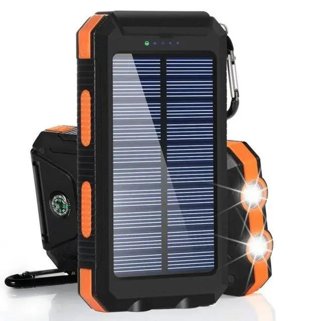 Batterie externe solaire 80000mAh – Lampe LED puissante – Boussole – Double USB – Charge rapide 20W