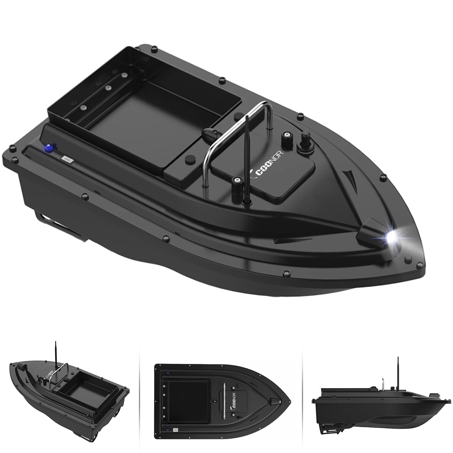 Bateau amorceur GPS camouflage – 16 points GPS – Retour auto – Double moteur – Charge 2kg – Pêche carpe