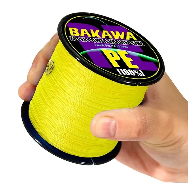 Tresse de pêche 4 brins Bakawa 1000m – Multifilament PE – Résistance à l'abrasion – 3 couleurs