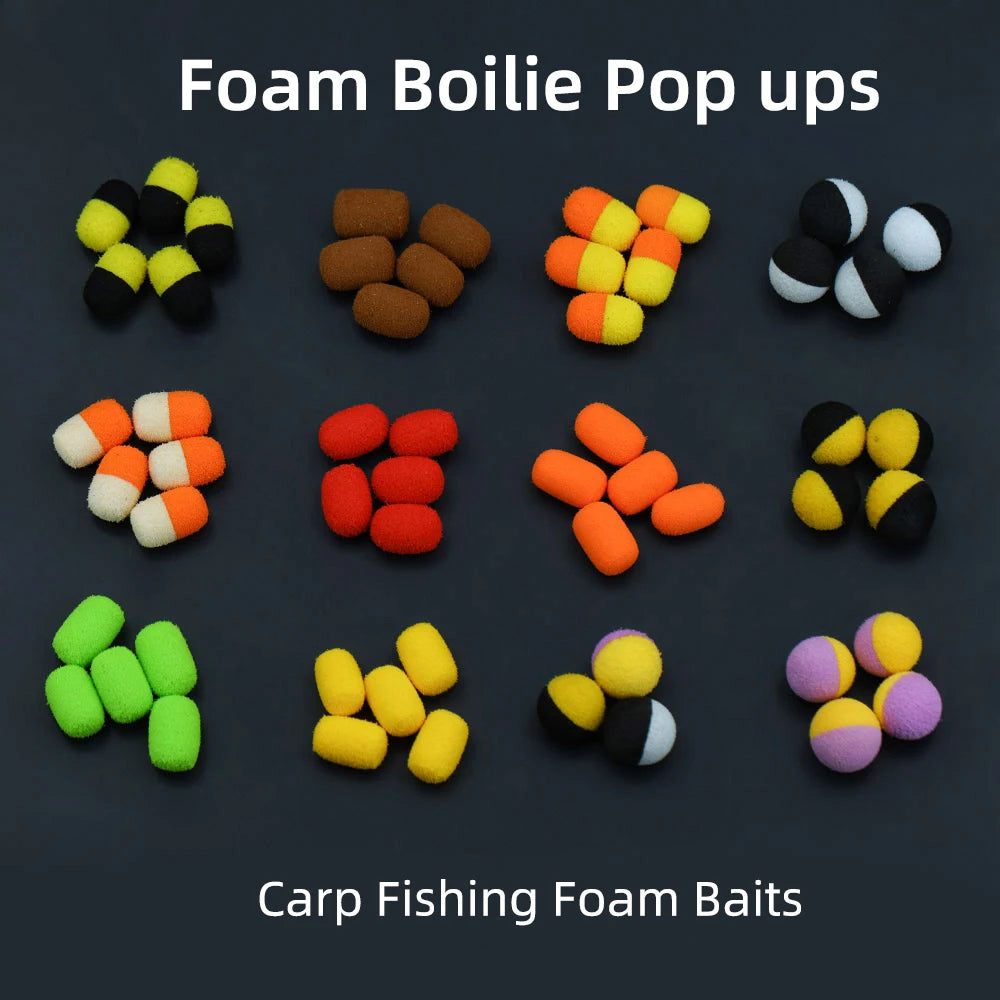 Boîte de pop-up assortis pour la pêche – 55 pièces – Formes rondes et cylindriques