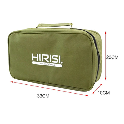Set carpe Hirisi – Sac de transport + 2 buzz bars + 2 bank sticks aluminium – Pêche carpe