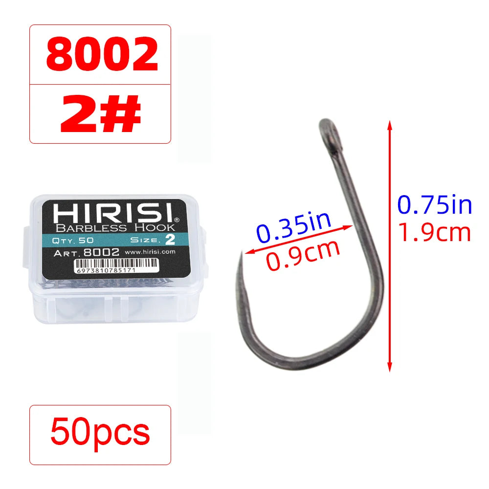 Hameçons sans ardillon Hirisi – Boîte de 50 ou 100 pièces – Tailles 2 à 10