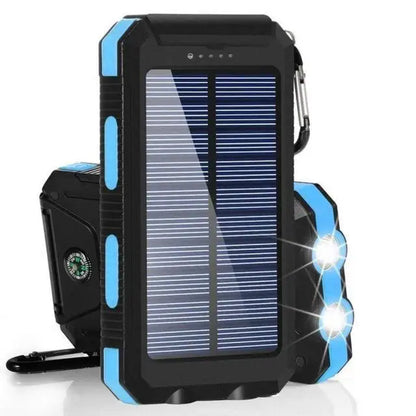 Batterie externe solaire 80000mAh – Lampe LED puissante – Boussole – Double USB – Charge rapide 20W