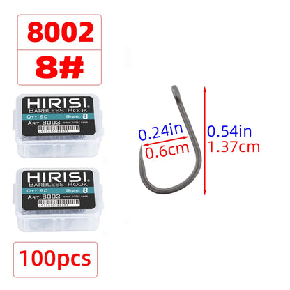 Hameçons sans ardillon Hirisi – Boîte de 50 ou 100 pièces – Tailles 2 à 10