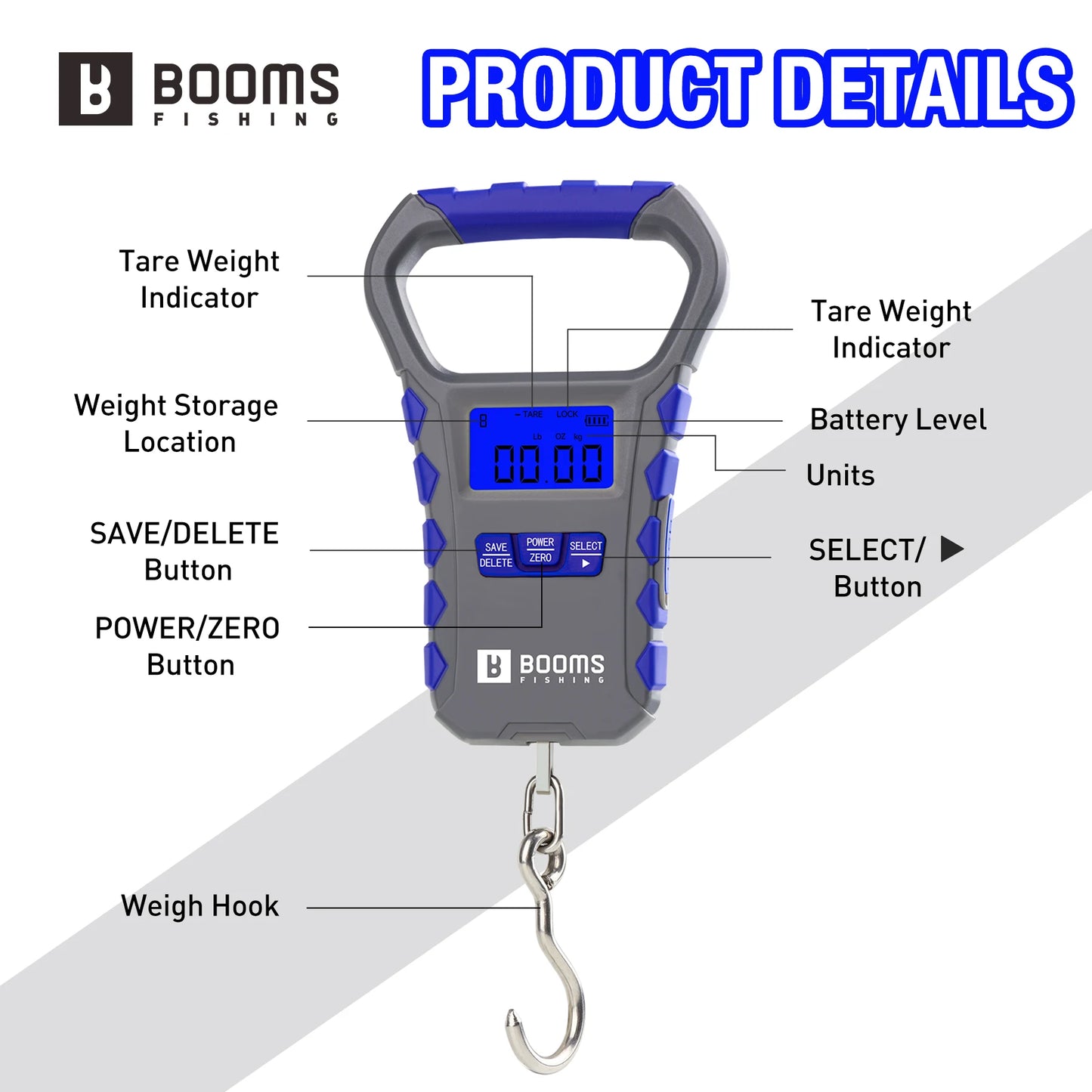 Balance pèse-poisson électronique Booms Fishing 30kg – Portable – Pêche, bagages, cuisine