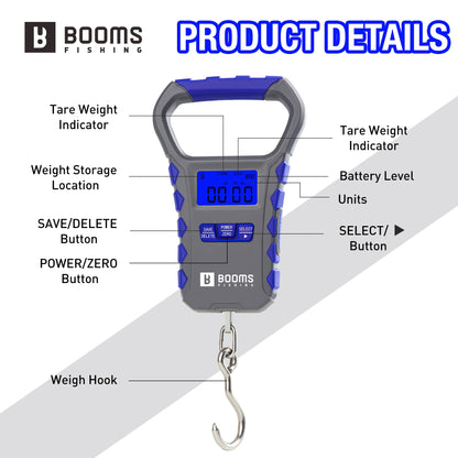 Balance pèse-poisson électronique Booms Fishing 30kg – Portable – Pêche, bagages, cuisine